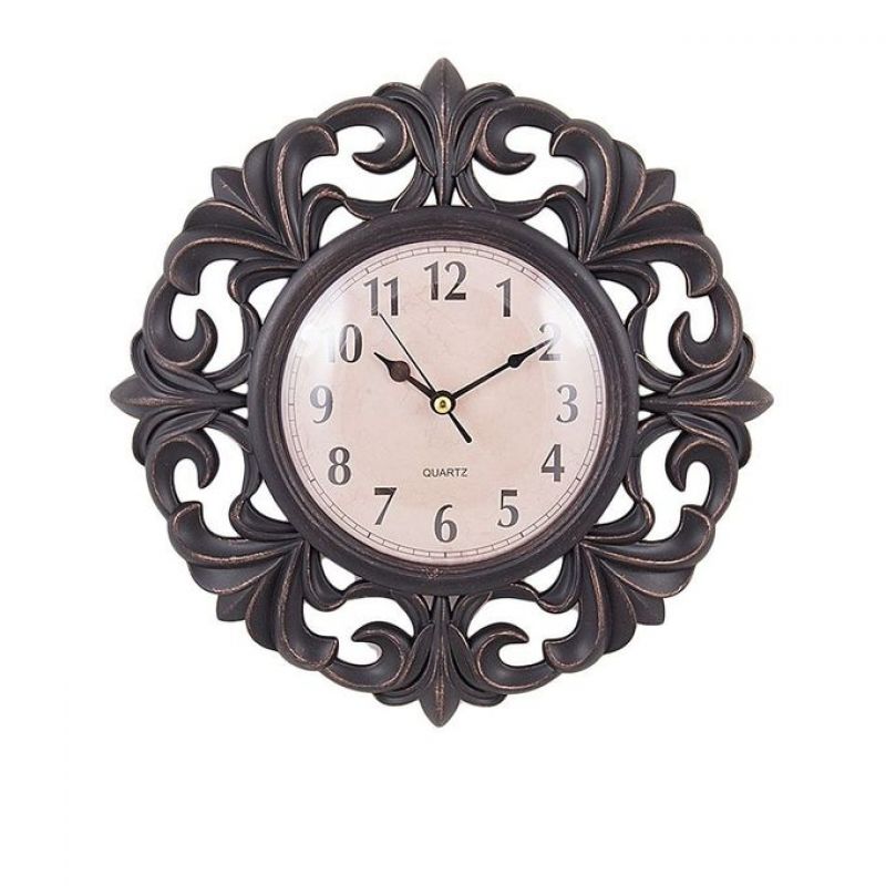 1 Flower Pattern Wall Clock Black in Pakistan
